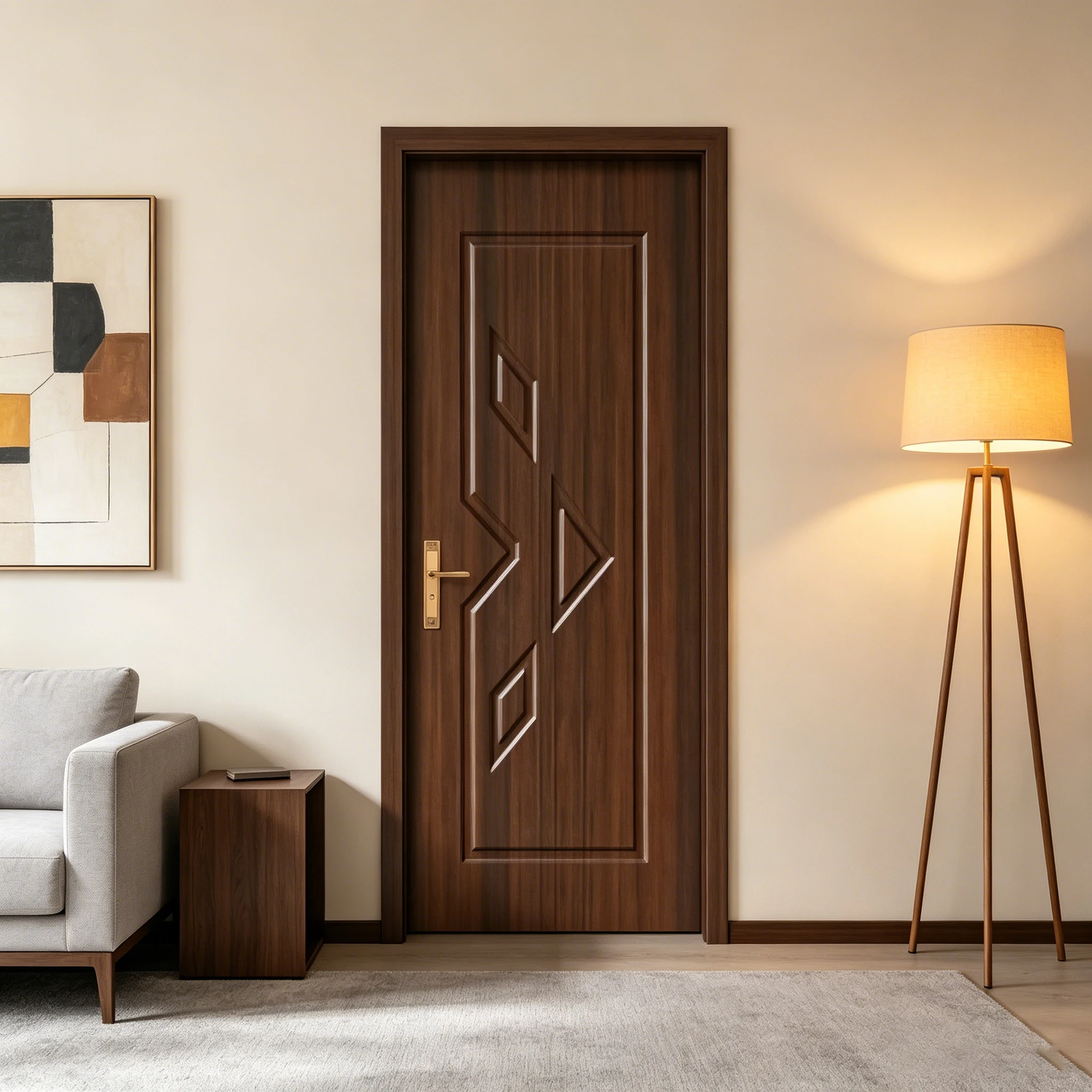 Interior Solid Wood Door with PVC Jamb Anti-scratch Waterproof