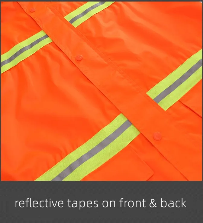Long Raincoat Waterproof Reflective Safety Work Rain Coat Jacket-jinjiaraincoats