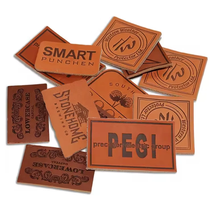Custom Iron on Embossed Soft Real Genuine Fake Leather Clothing Self-Adhesive Hat Tags Jeans Repair Patches in Private Brand