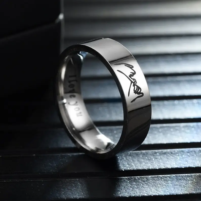 Promise Rings for Couples Stainless Steel Silver Plated