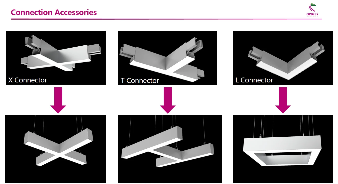 Linear LED Pendant Lighting Wall-Mounted Suspension Seamless Aluminium Connection 120cm ROHS Certified for Indoor Warehouse