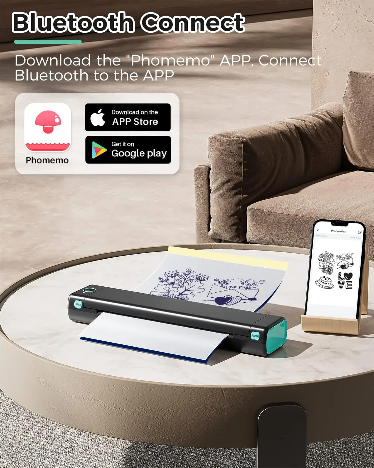 Phomemo 1pc M08F Wireless Tattoo Transfer Stencil Printer For A4