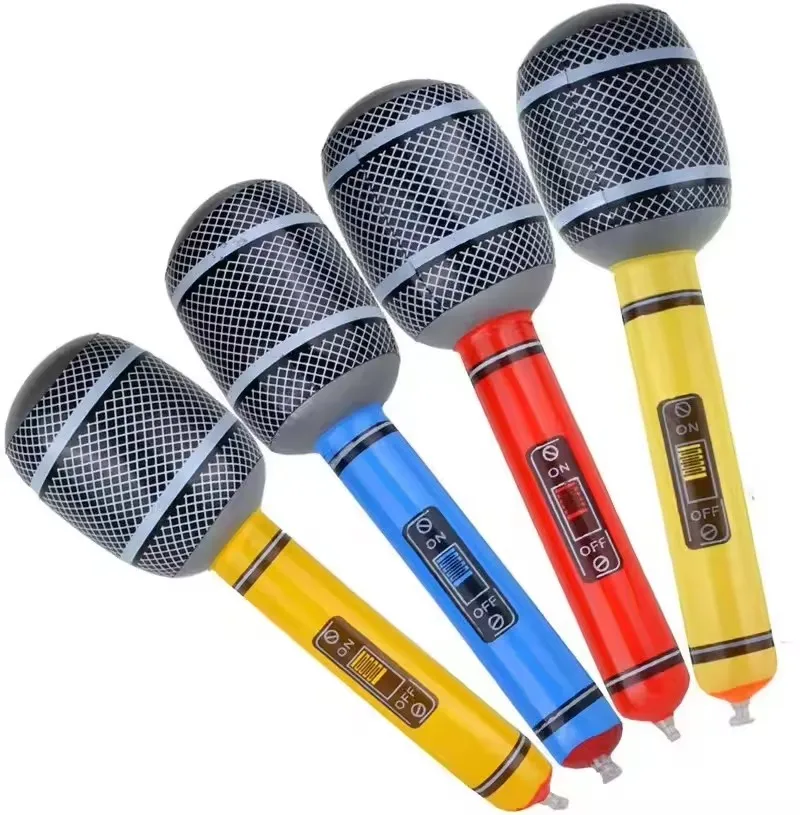 Joyee Custom Logo Inflatable Microphones 24/35cm Concert Microphone Toys Music Party Decorations Inflatable Pool Toy  for Kids