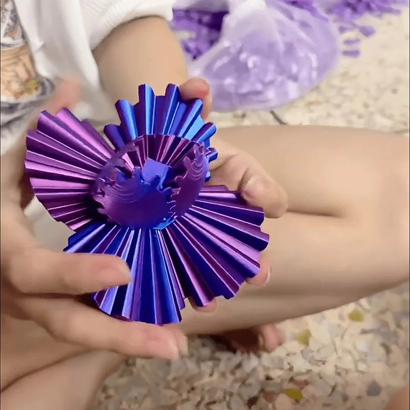 Balle Anti-stress Imprimée 3D – Engrenage Sphérique – Mouvement Fluide – Couleurs Changeantes – Ornement Tactile – Cadeau Déstressant