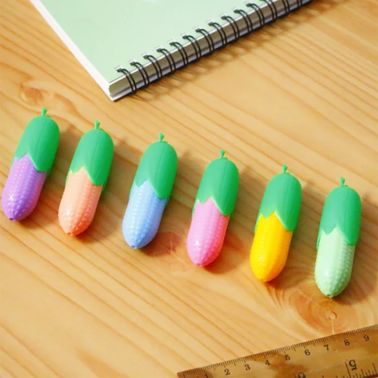 Индивидуальная акция мини Радужный моющийся школьный маркер-кукуруза набор ручек с напечатанным логотипом для детей