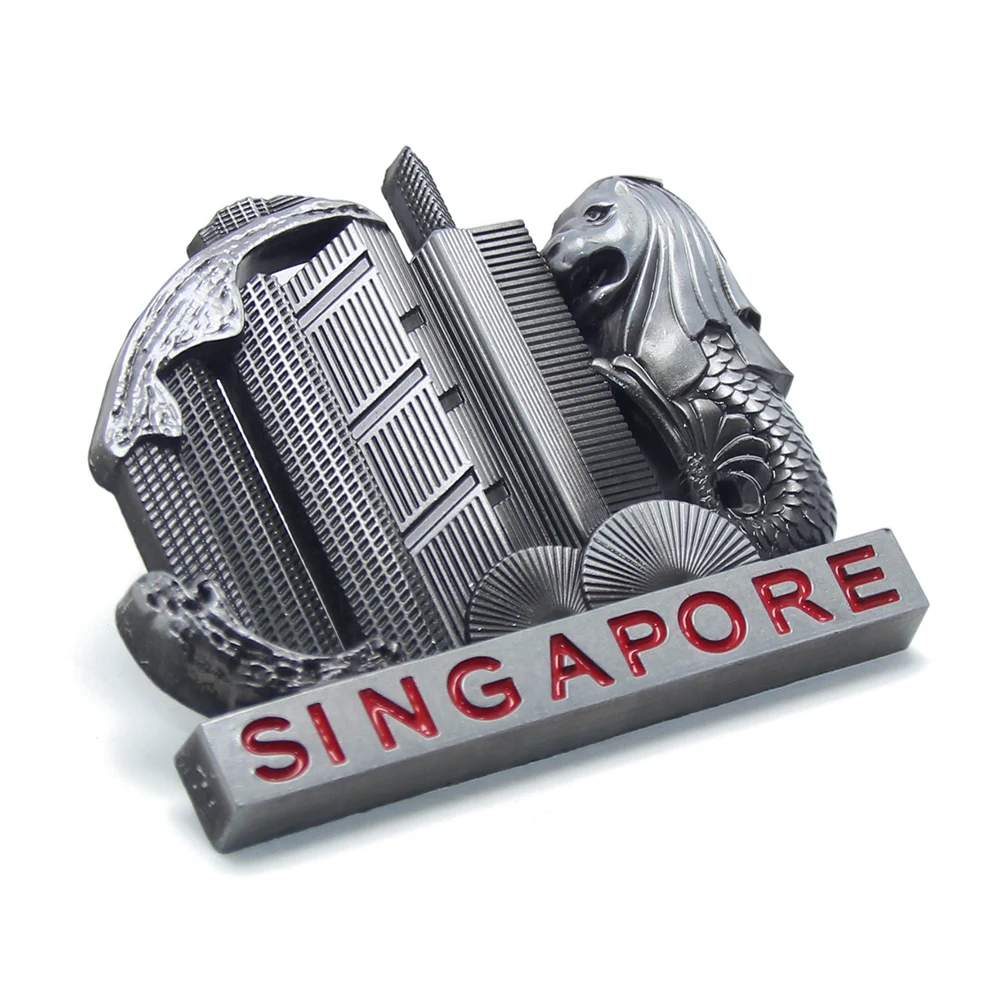 Magnete Frigorifero 3D Merlion Di Singapore | Souvenir Di Viaggio Fatto A Mano In Metallo | Regalo Originale
