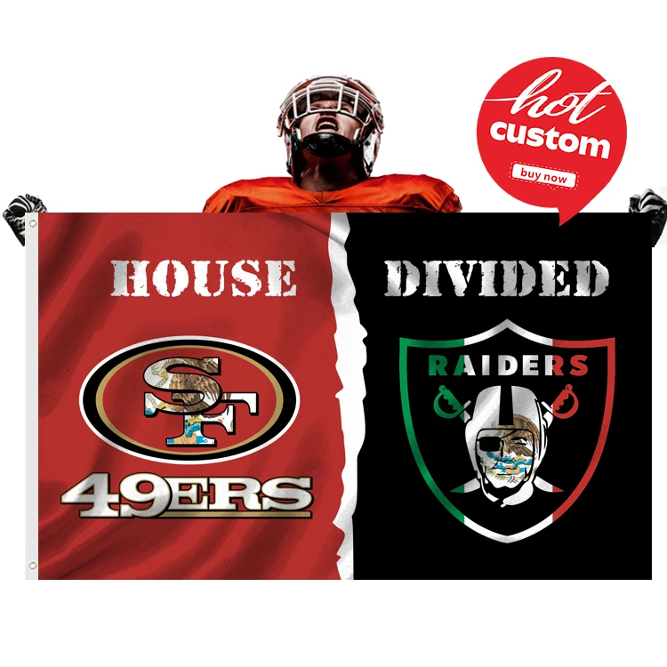Fast Delivery Custom 3x5ft NFL House Devided Flag 49ers Raiders Cowboys  Flags