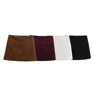 Autumn and Winter Women's Clothing New Fashion Corduroy Mini Skirt Retro Empire Waist Casual A-Line Eco-Friendly