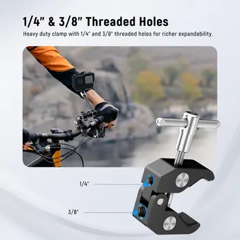 NEEWER 9.8"/25cm Adjustable Magic Arm with Super Clamp 1/4" & 3/8" Threads 1/4" Screws for Flash/LED Light/Microphone/Monitor detail image