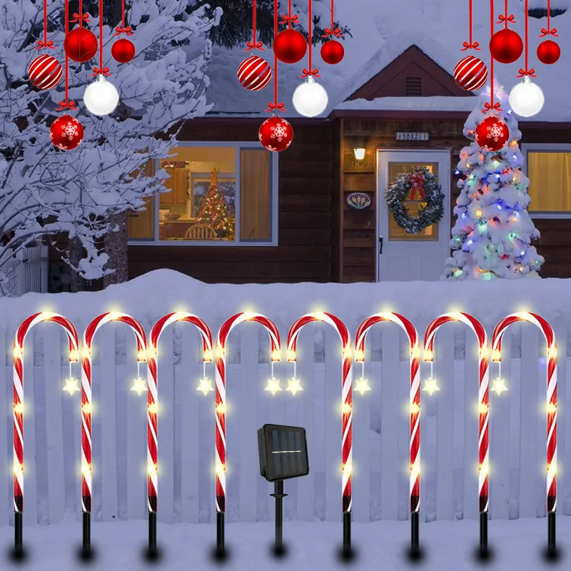 Led Christmas Light String Star Snowflakes 8 Candy Cane Pathway Marker ...