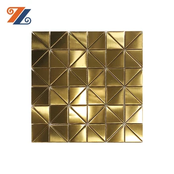 Modern Aesthetic Design Hairline Gold Metal Surface Stainless Steel Mosaic Tile For Kitchen And Living Room Decoration