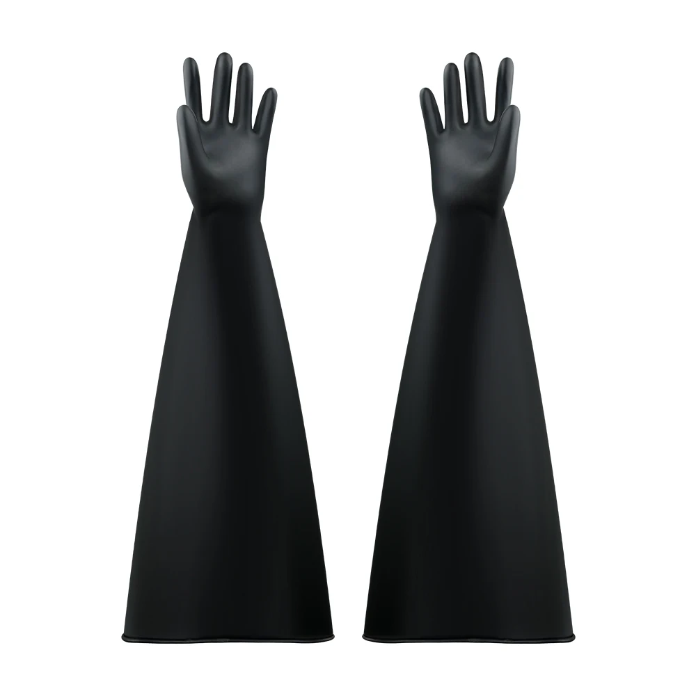 35CM Length Factory Direct Sale Lab Work Chemical Resistant Protective Butyl Rubber Glove Box Gloves