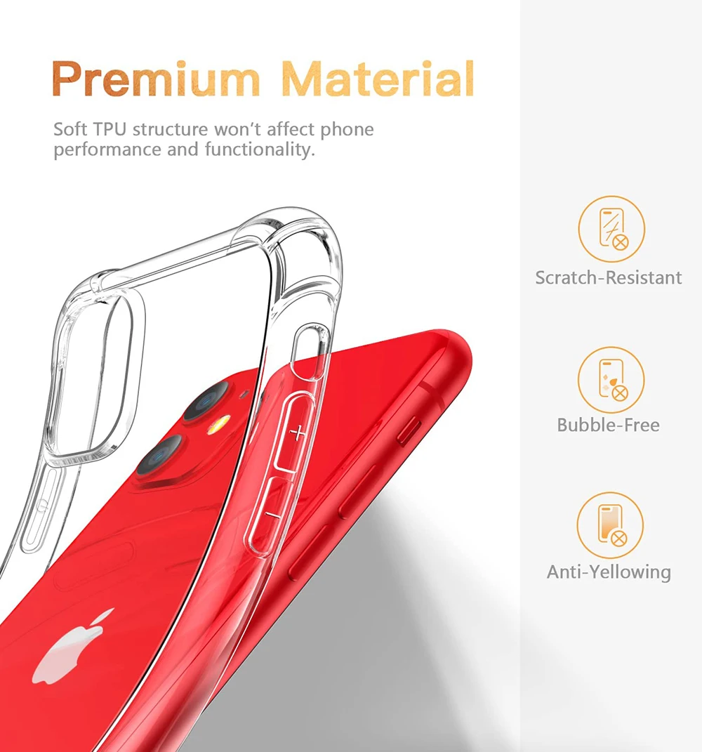 For Iphone 13 Case,Transparent Crystal Clear Shockproof Tpu Bumper