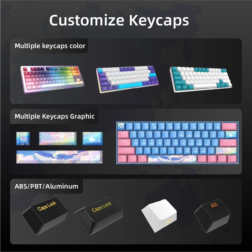 61 Keys Mini Gaming Keyboard 60 Percent LED Backlit Blue Switch Teclado Gamer Computer Laptop PC USB Wired Mechanical Keyboard