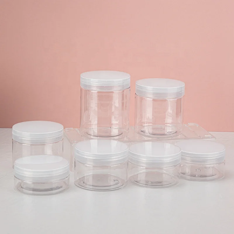 Wholesale Empty Different Capacity 50ML 80ML 100ML 120ML 150ML 200ML 250ML Cosmetic Cream Pet Plastic Jar With PET Lid