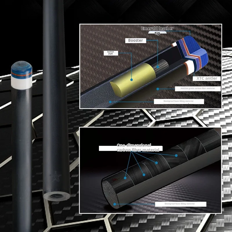 CRICAL CL-01 Carbon Fiber Pool Cue 1/2 Split Club for Nine Ball
