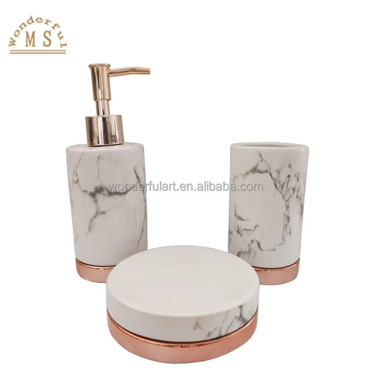 Cobblestone marble ceramic Soap lotion Dispenser Gift Ancients classical Style Bathroom accessory Sets for daily Homeware
