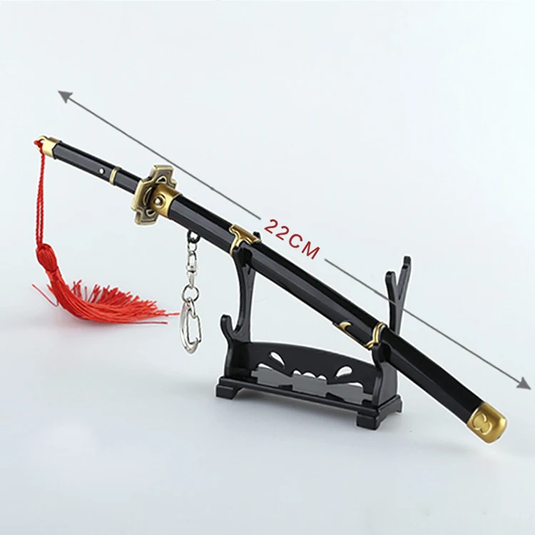 Xinrui New Design Metal Zinc Alloy Anime One Pieces Zoro Katana Sword Model Keychain with Scabbard