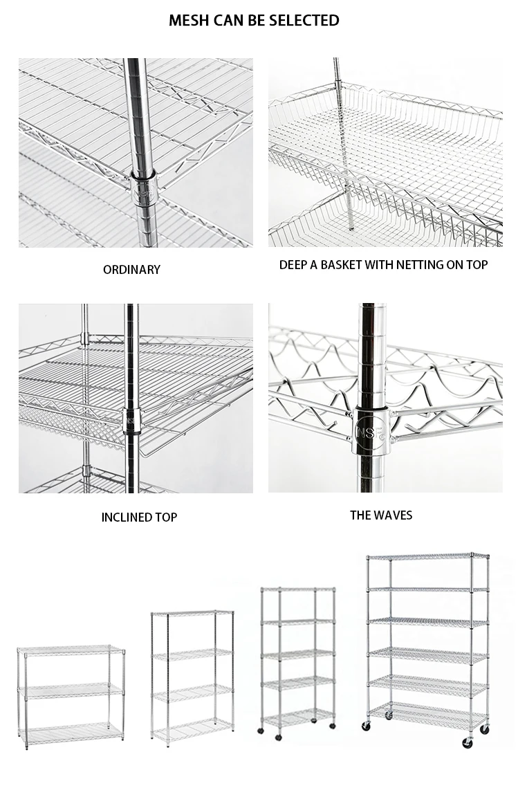 Customizable Metal Wire Shelving Rack Galvanized Storage Rack Chrome