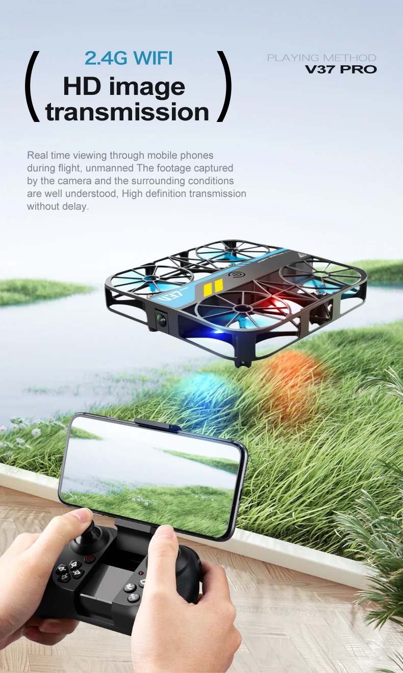 Factory V37 Pro Square Drone 4K HD Camera FPV Live Video Gravity Sensor One Key Take-off Remote Control Small Selfie Drone Toys