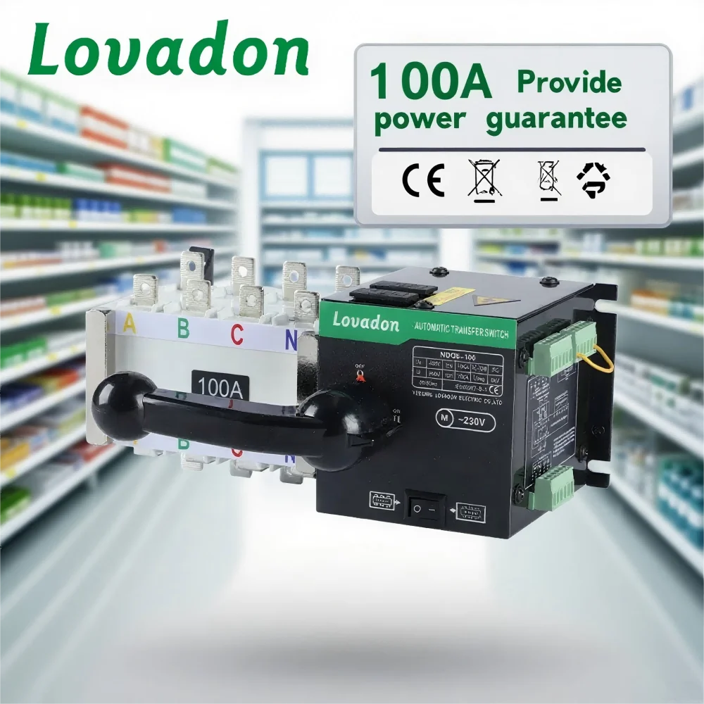 Automatic ChangeOver Manual Switch Ats Three Phase Motor Type  Automatic Transfer Switch 4 Pole 100 Amps Industrial  220v