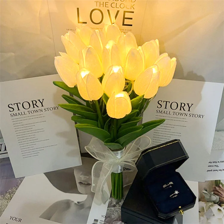 Simulation Flower LED Tulip Table Lamp Bedside Night Light Romantic Atmosphere Night Lights for Home Decoration or Birthday Gift