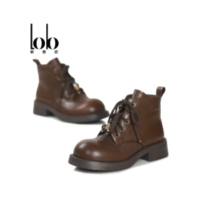 Genuine Leather Solid Chelsea Ankle Boots Women Breathable Comfortable Anti-Slip Plush Lining Flat Heel Toe Hard-Wearing Bootie