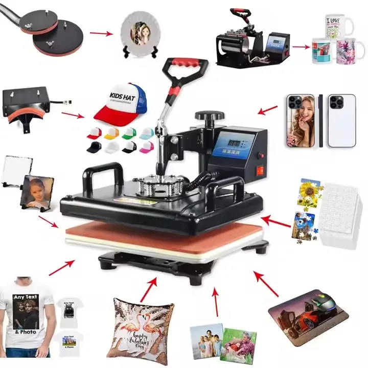 Mida 5 in 1 Sublimation Heat Press Printing Machine Thermal Transfer Heat Press Machine for T-Shiet Cup Plate Mug