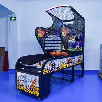 Coin-Operated Indoor Basketball Shooting Game Machine 1-Year Arcade Jeu De Basket Metal Electronic Material English Boxing Type