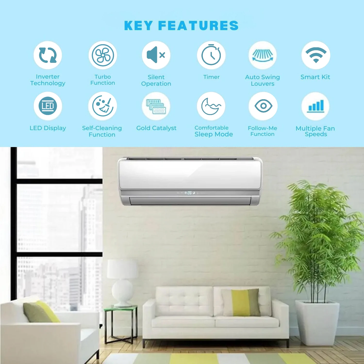 18000BTU No Inverter Cooling Heating Sensor Manufacturers Single Room Airconditioner Wall Split Daikin Air Conditioner Thailand