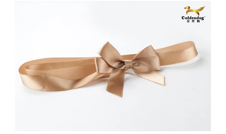 196 Solid Colors or Custom Logo Printed Adjustable Pre-tied Satin Ribbon Bow With Elastic Loop for Gift Box