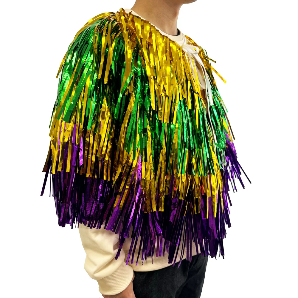 Unisex Mardi Gras Kleidung Glänzender Lametta-quasten-umhang Karneval-lametta-schal Für Kinder Und Erwachsene