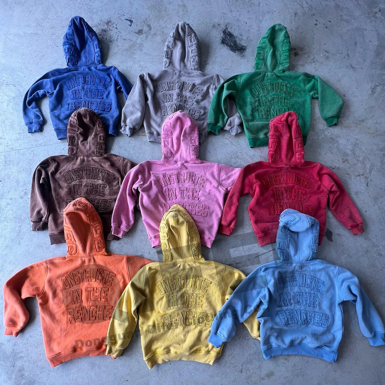 Custom Men Acid Wash Streetwear Sweatsuit Applique Distressed Embroidery Patch Cropped Hoodie