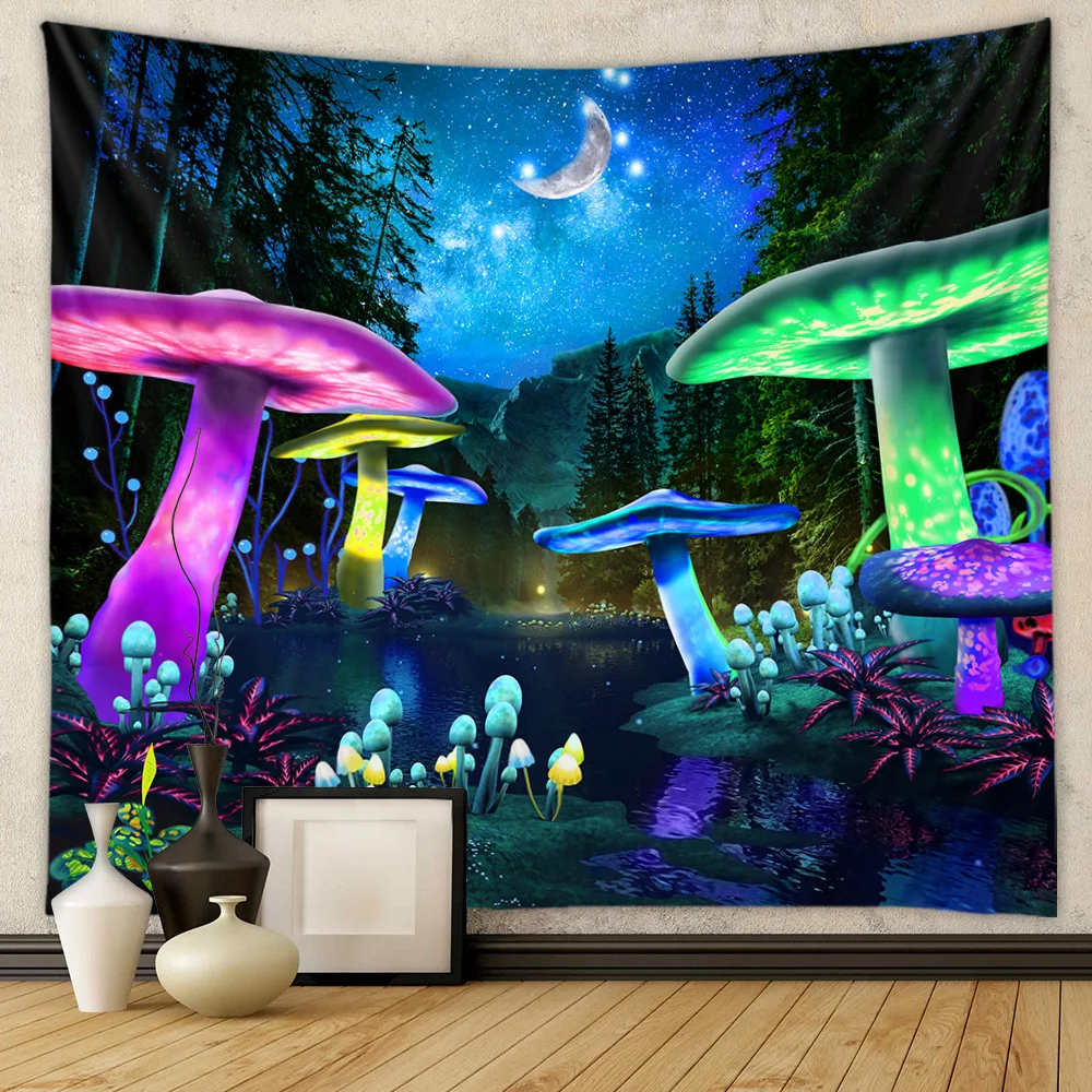 Colorful Mushroom Tapestry Life Tree Wall Hanging Tapestry for Bedroom Aesthetic Tapestries Room Decor Gift