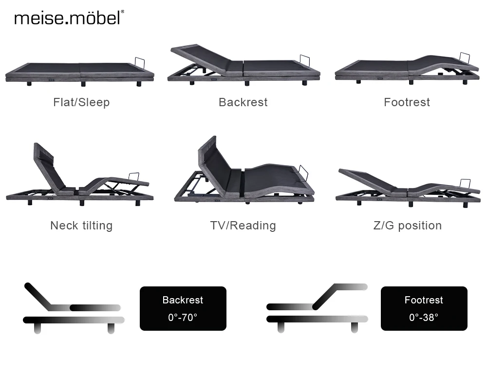 Meisemobel Smart Bed King Size Split King Adjustable Bed Frame Queen