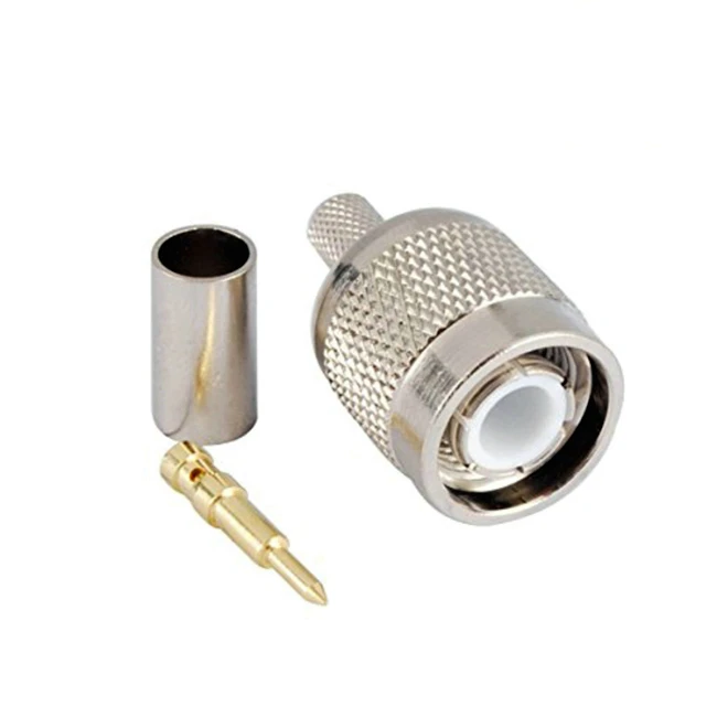 High Quality RF Coaxial TNC Male Crinmp Type Connector for RG58 LMR195 RG142 Cable