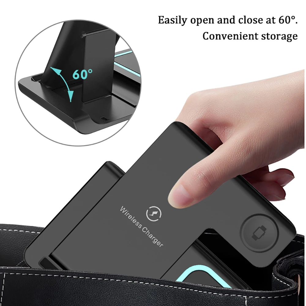 Amazon Top Seller 3 in 1 Foldable Wireless Charger 15W Universal Mobile Phone Charging Pad Multifunctional Desk Wireless Charger