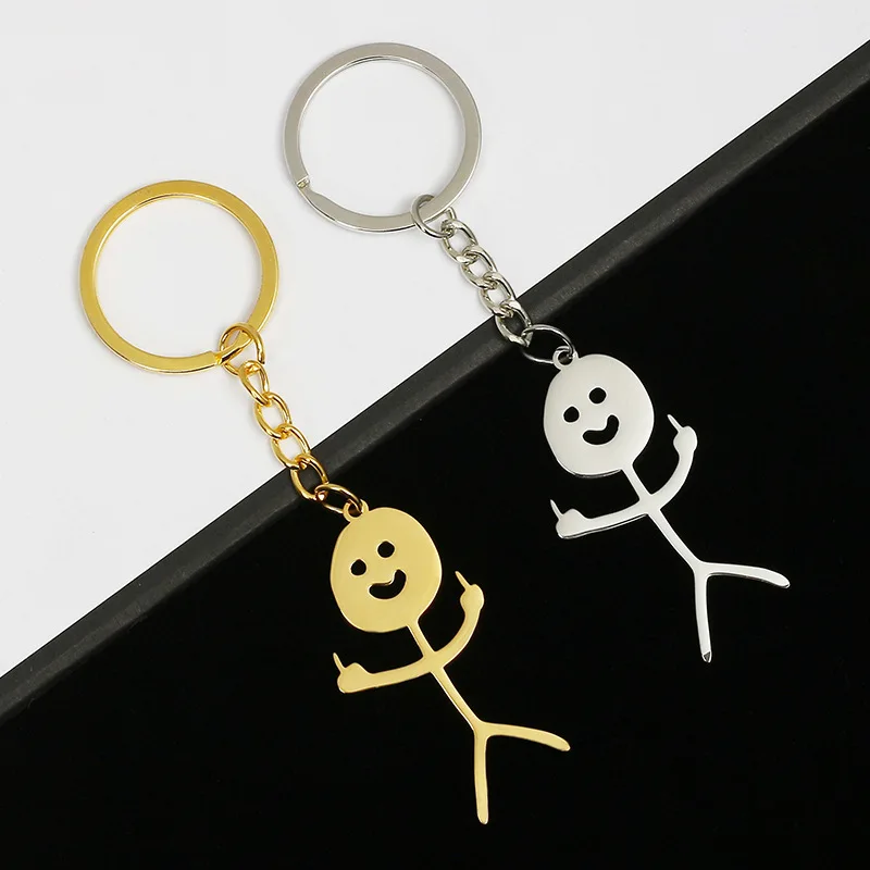 2024 Funny Middle Finger Stickman Keychain Cute School Bag Car Key