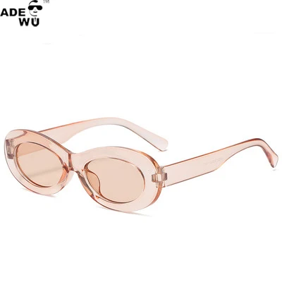 ADE WU XA5222 Competitive Price Vintage Oval Sunglasses Women Candy Color Retro Shades Small Frame Round Champagne Sun Glasses