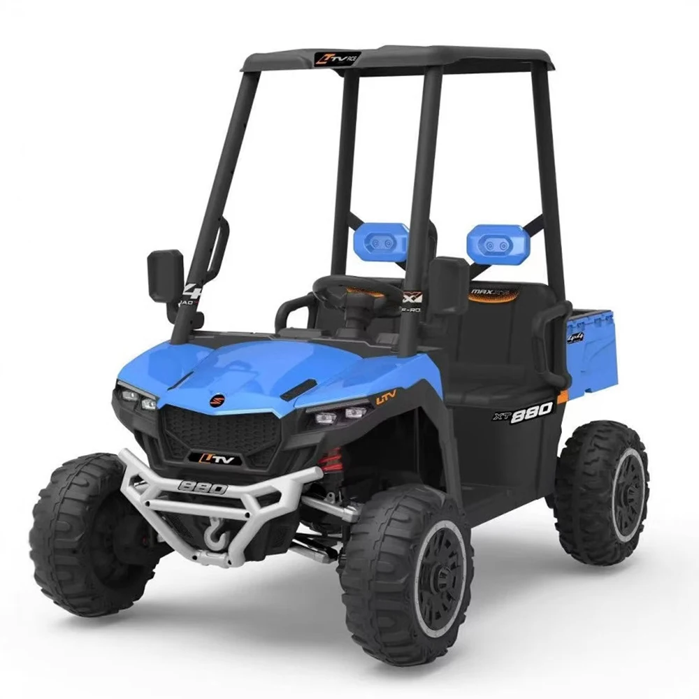 New Children Electric Ride-On Car with Remote Control Four Wheel Drive Rechargeable Double Seat Beach Metal Construction