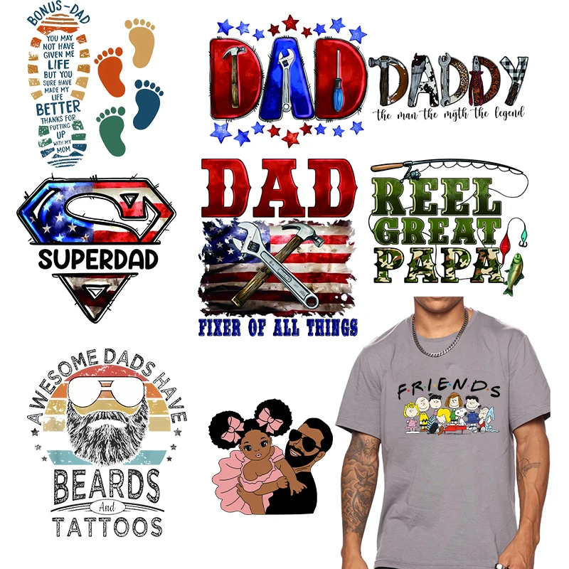 Father Day Degin Uv Dtf Fathers Day T Shirt Transfers Stick Custom