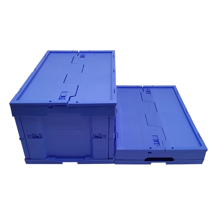 Transport 40L 50L 60L Eurobox Plastic Folding Crate Turnover Euro Eu Box Foldable Storage Attached Cover with Lid