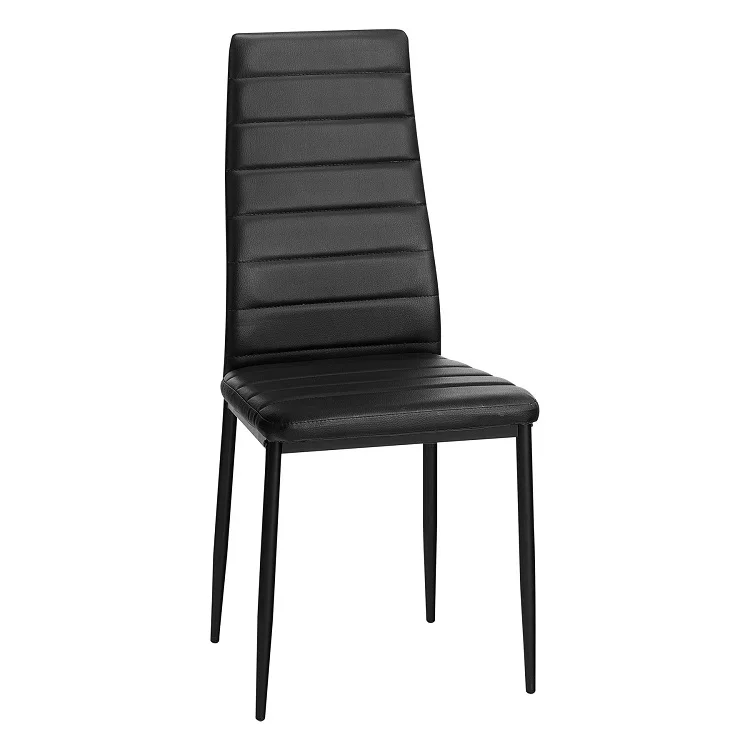 Italian Stacking Cheap Modern Black PU Leather Cover Metal Legs Design Hotel Restaurant Dining Dining Room Chairs