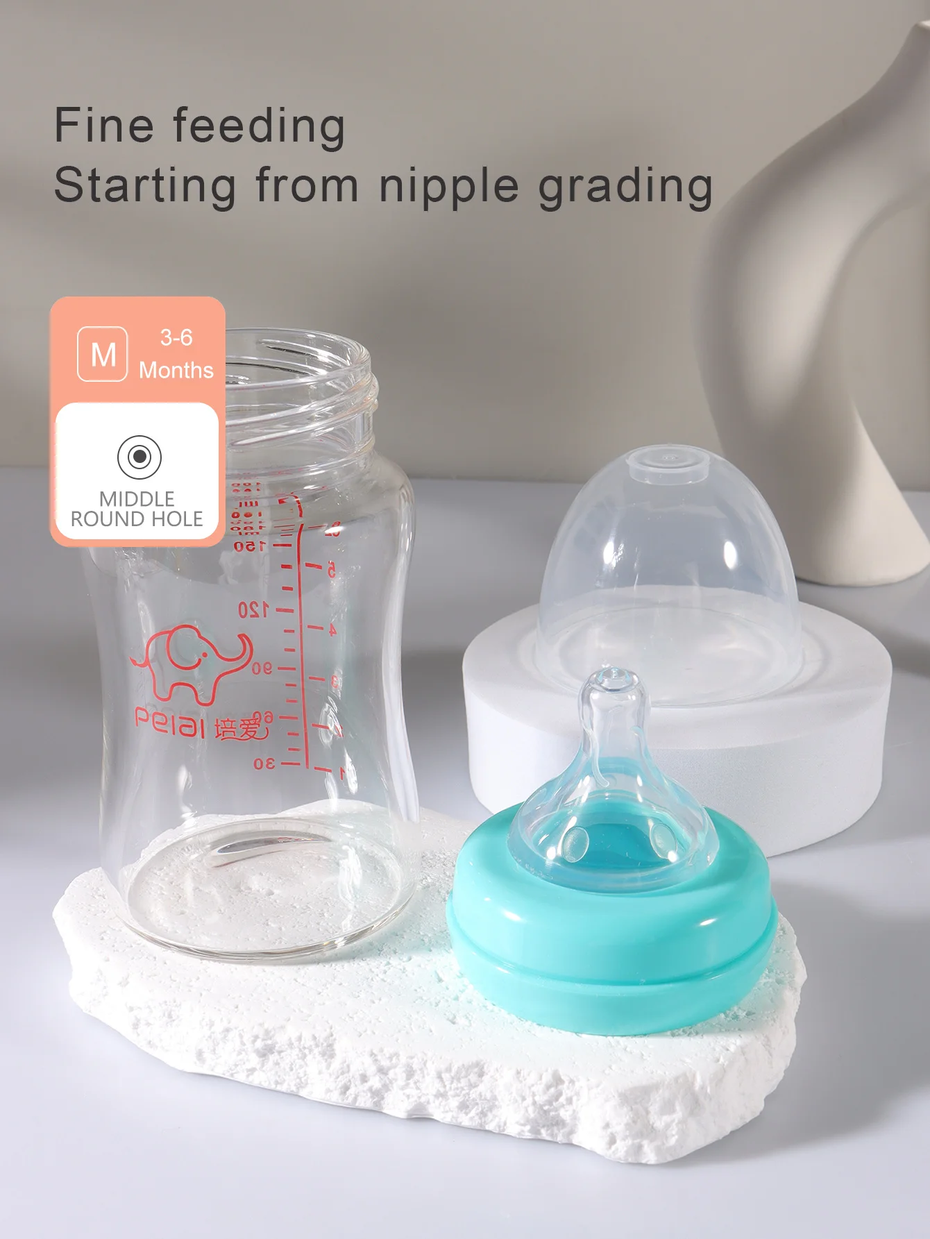 Anti-Colic Silicone Baby Bottle – 120ml with Dual Grip Handles & Soft Sleeve (Blue)