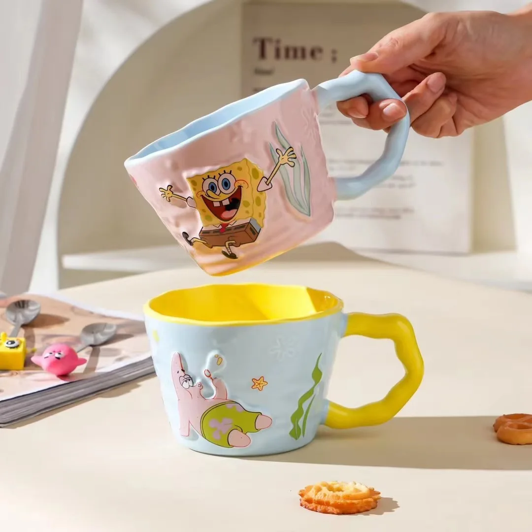 Creative SpongeBob Pie Big Star Ceramic Mug Large Capacity Gift Cartoon Relief Drinking Mug