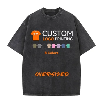 ZYtshirt 230g custom acid wash t-shirt blanks, and tees are available wholesale. Men's oversized custom vintage cotton t-shirts,