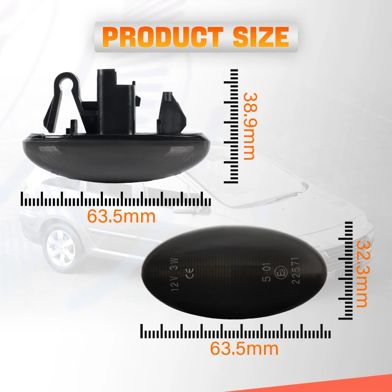 LED Dynamic Turn Signal Light  LED Side Marker for Peugeot 206 107 207 Partner Citroen C5 C6 C1
