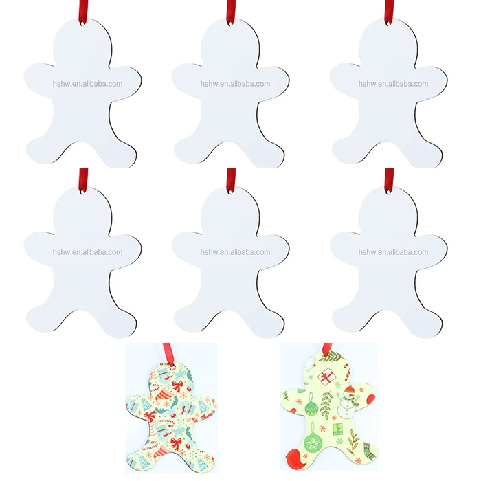 Blank Christmas Tree Gingerbread Man Sublimation MDF Ornaments