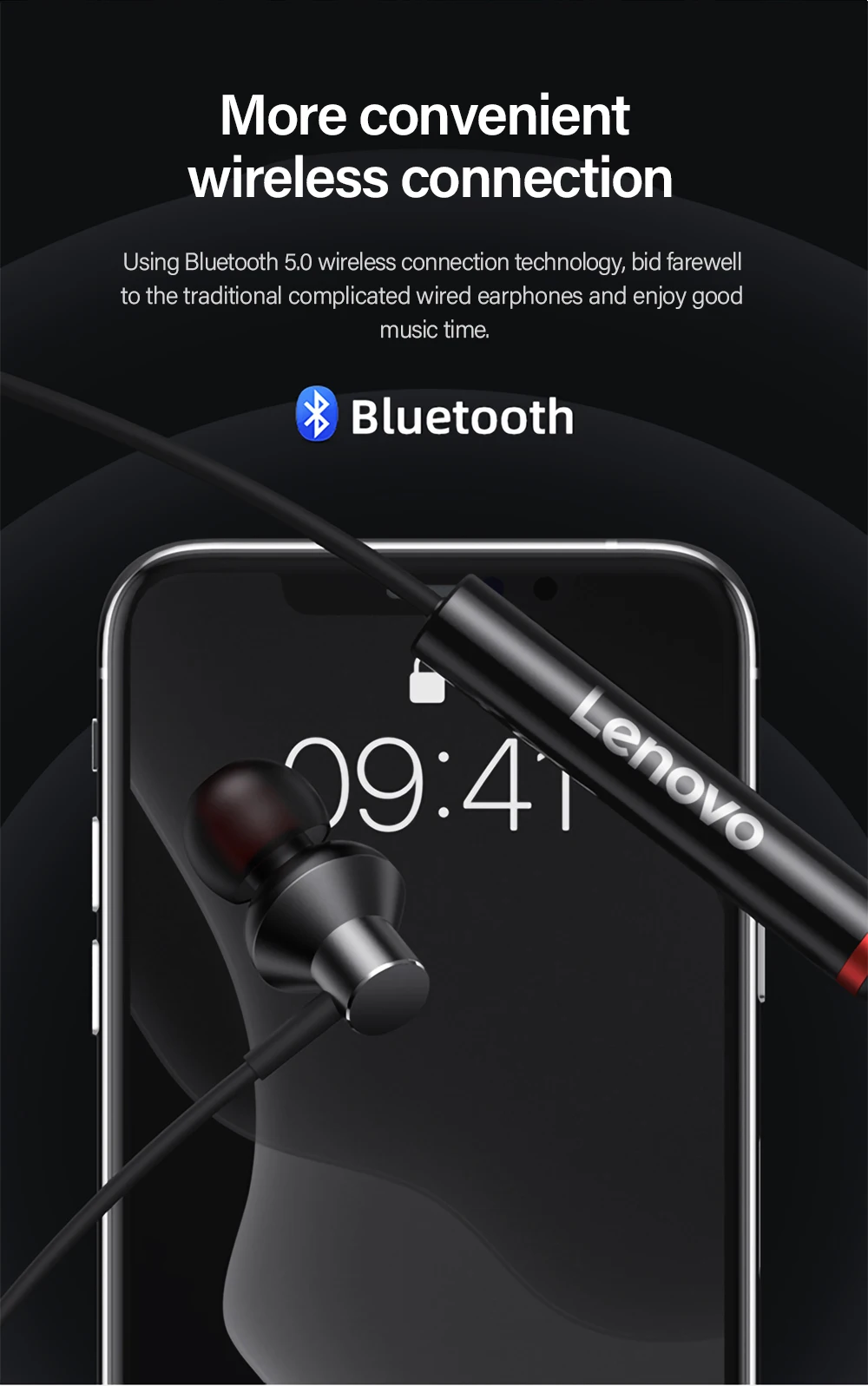 Lenovo He05x Lenovo Neckband 100% Asli 