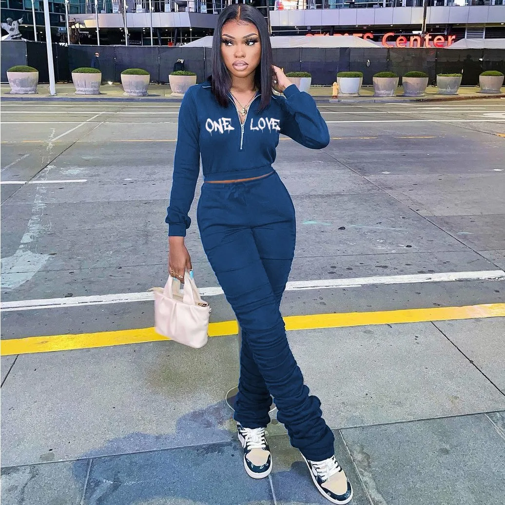 X04828s Lettera Ricamo Tempo Libero Sport Set Cerniera Incappucciata Top E Pantaloni Cyber Ghetto Due Pezzi Abiti Autunno 2021 Abbigliamento Donna - ...